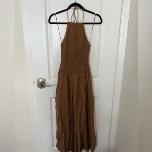 Zara Brown Halter Dress